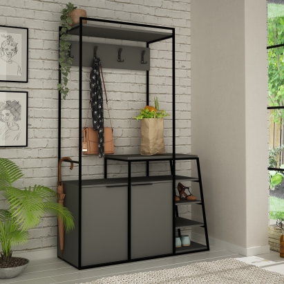 Обувница с вешалкой для одежды PAL HALL STAND ANTHRACITE ANTHRACITE ANTHRACITE 116X39X180 СМ. (LEV00