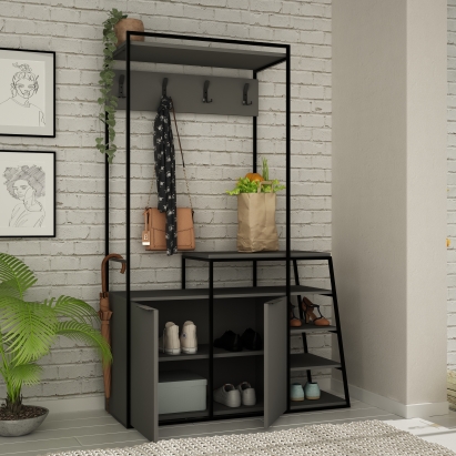 Обувница с вешалкой для одежды PAL HALL STAND ANTHRACITE ANTHRACITE ANTHRACITE 116X39X180 СМ. (LEV00