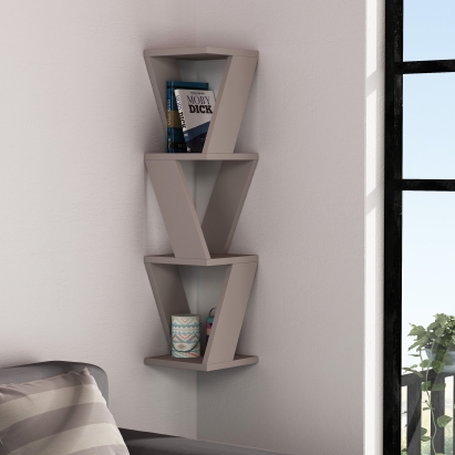 Полка угловая ZENA CORNER BOOKCASE LIGHT MOCHA LIGHT MOCHA 22X22X85 СМ. (LEV00865)