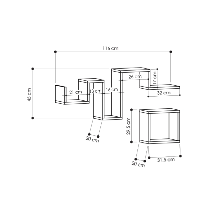 Полка фигурная FOLLOW SHELF ANTHRACITE ANTHRACITE 116X20X45 СМ. (LEV00885)