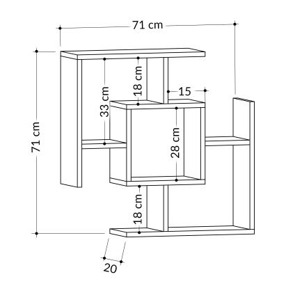 Полка фигурная PARANTEZ SHELF ANTHRACITE ANTHRACITE 71X20X71 СМ. (LEV00908)