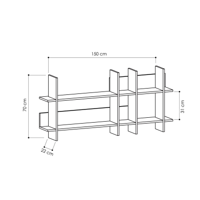 Полка прямая BEADS BOOKCASE LIGHT MOCHA LIGHT MOCHA 150X22X70 СМ. (LEV00831)