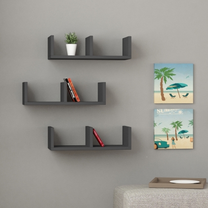 Полка прямая U-MODEL SHELF ANTHRACITE ANTHRACITE 50X20X15 СМ. (LEV00876)