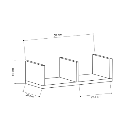 Полка прямая U-MODEL SHELF ANTHRACITE ANTHRACITE 50X20X15 СМ. (LEV00876)