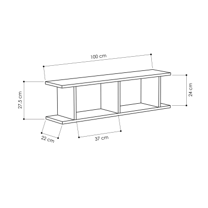 Полка прямая RAY BOOKCASE WHITE WHITE 100X22X28 СМ. (LEV00840)