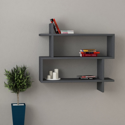 Полка прямая PARALEL BOOKCASE ANTHRACITE ANTHRACITE 70X22X65 СМ. (LEV00838)