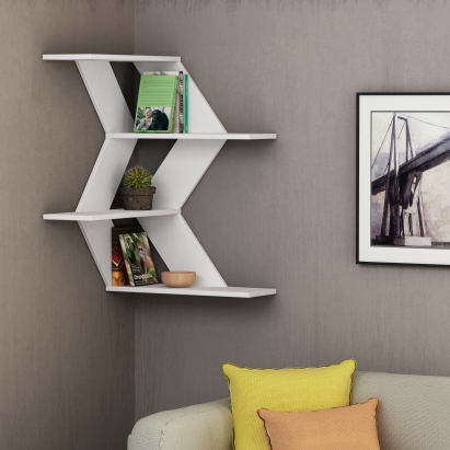 Полка угловая SEAM CORNER SHELF WHITE WHITE 60X60X85 СМ. (LEV00863)