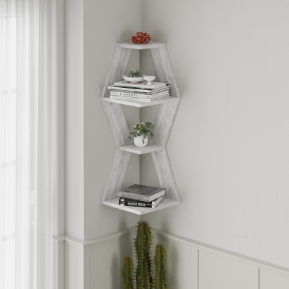 Полка угловая SABLOR CORNER SHELF ANCIENT WHITE ANCIENT WHITE 30X30X86 СМ. (LEV00871)