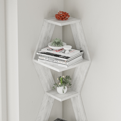 Полка угловая SABLOR CORNER SHELF ANCIENT WHITE ANCIENT WHITE 30X30X86 СМ. (LEV00871)