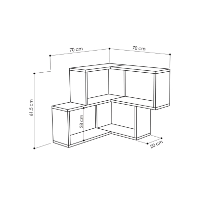 Полка угловая CORNER SHELF OAK OAK 70X20X62 СМ. (LEV00895)