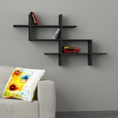 Полка фигурная HALIC BOOKCASE ANTHRACITE ANTHRACITE 150X22X82 СМ. (LEV00829)