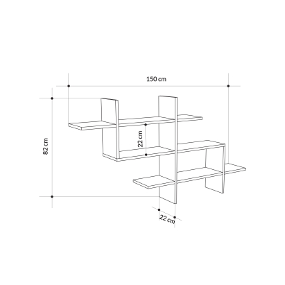 Полка фигурная HALIC BOOKCASE ANTHRACITE ANTHRACITE 150X22X82 СМ. (LEV00829)