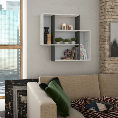 Полка фигурная MITO SHELF ANCIENT WHITE ANTHRACITE 89X20X80 СМ. (LEV00905)