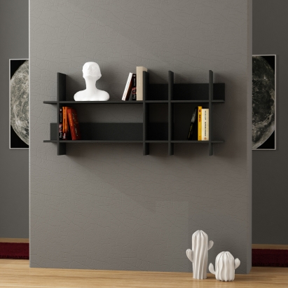 Полка прямая BEADS BOOKCASE ANTHRACITE ANTHRACITE 150X22X70 СМ. (LEV00834)