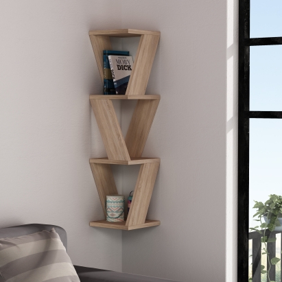 Полка угловая ZENA CORNER BOOKCASE OAK OAK 22X22X85 СМ. (LEV00866)