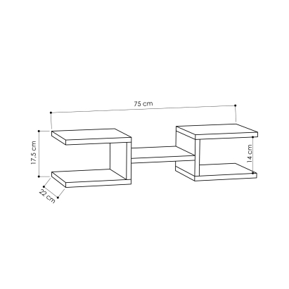 Полка прямая CRAB SHELF SET OF 2 WHITE WHITE 75X20X18 СМ. (LEV00884)