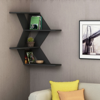 Полка угловая SEAM CORNER SHELF ANTHRACITE ANTHRACITE 60X60X85 СМ. (LEV00862)