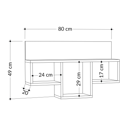 Полка фигурная TRAN SHELF ANTHRACITE ANTHRACITE 80X20X49 СМ. (LEV00920)