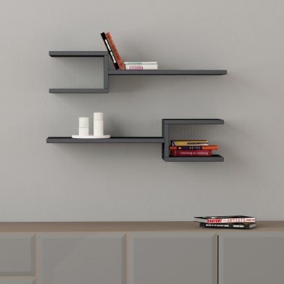 Полка прямая FORK SHELF SET ANTHRACITE ANTHRACITE 75X20X18 СМ. (LEV00893)