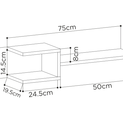 Полка прямая FORK SHELF SET ANTHRACITE ANTHRACITE 75X20X18 СМ. (LEV00893)