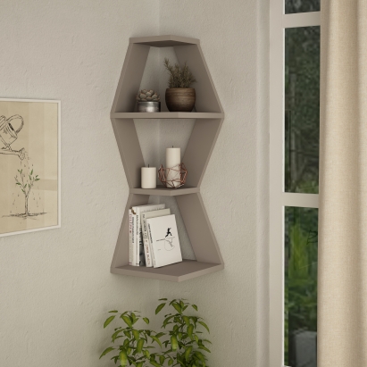 Полка угловая SABLOR CORNER SHELF LIGHT MOCHA LIGHT MOCHA 30X30X86 СМ. (LEV00861)