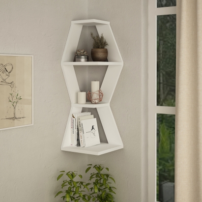 Полка угловая SABLOR CORNER SHELF WHITE WHITE 30X30X86 СМ. (LEV00860)