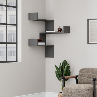 Полка угловая LUKSA CORNER BOOKCASE ANTHRACITE ANTHRACITE 60X22X90 СМ. (LEV00850)