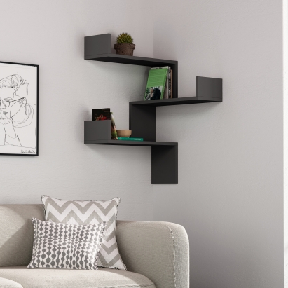 Полка угловая LUKSA CORNER BOOKCASE ANTHRACITE ANTHRACITE 60X22X90 СМ. (LEV00850)