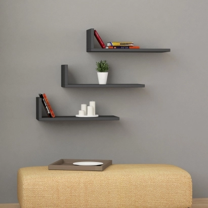 Полка прямая L-MODEL SHELF ANTHRACITE ANTHRACITE 50X20X14 СМ. (LEV00872)