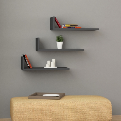 Полка прямая L-MODEL SHELF ANTHRACITE ANTHRACITE 50X20X14 СМ. (LEV00872)