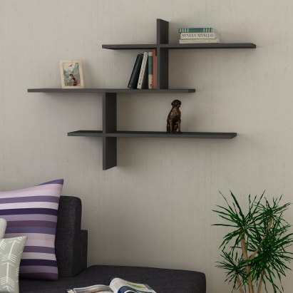 Полка фигурная LEO WALL SHELF ANTHRACITE ANTHRACITE 123X22X81 СМ. (LEV00927)