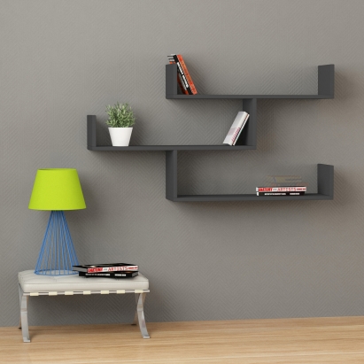 Полка прямая TIBET BOOKCASE ANTHRACITE ANTHRACITE 119X22X67 СМ. (LEV00841)