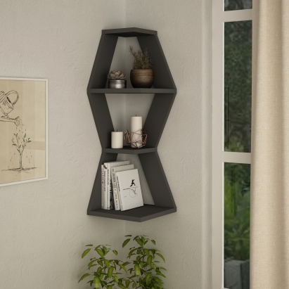 Полка угловая SABLOR CORNER SHELF ANTHRACITE ANTHRACITE 30X30X86 СМ. (LEV00859)