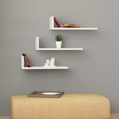 Полка прямая L-MODEL SHELF WHITE WHITE 50X20X14 СМ. (LEV00873)