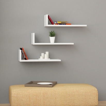 Полка прямая L-MODEL SHELF WHITE WHITE 50X20X14 СМ. (LEV00873)