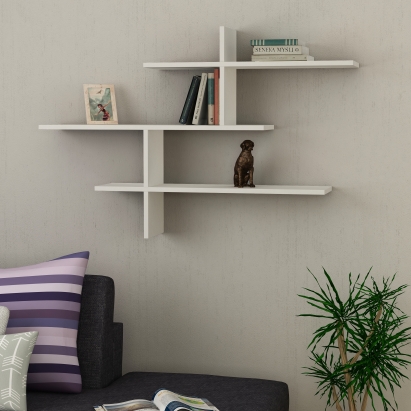 Полка фигурная LEO WALL SHELF WHITE WHITE 123X22X81 СМ. (LEV00928)