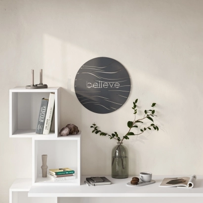 Панно WALL ART BELIEVE BLACK 45X2X45 СМ. (LEV01084)