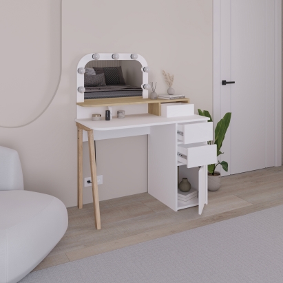 Туалетный столик AVIEN DRESSING TABLE OAK WHITE WHITE 105X51,5X131 СМ. (LEV01092)