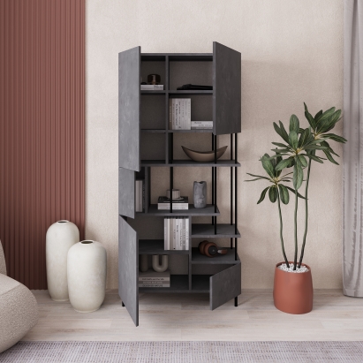 Стеллаж прямой KEY BOOKCASE RETRO GREY RETRO GREY RETRO GREY 84X34X175,4 СМ. (LEV01093)