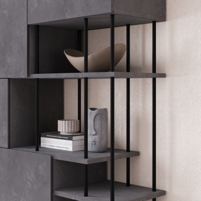 Стеллаж прямой KEY BOOKCASE RETRO GREY RETRO GREY RETRO GREY 84X34X175,4 СМ. (LEV01093)