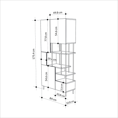 Стеллаж прямой KEY BOOKCASE RETRO GREY RETRO GREY RETRO GREY 84X34X175,4 СМ. (LEV01093)