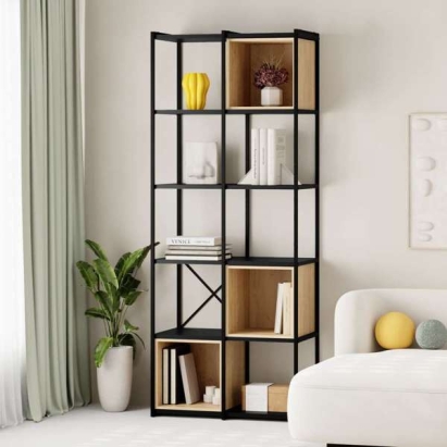 Стеллаж прямой VALE MIDI BOOKCASE SILKY BLACK SILKY BLACK OAK 71X39X179 СМ. (LEV01099)