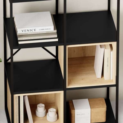 Стеллаж прямой VALE MIDI BOOKCASE SILKY BLACK SILKY BLACK OAK 71X39X179 СМ. (LEV01099)