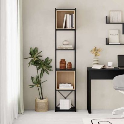 Стеллаж прямой VALE MINI BOOKCASE SILKY BLACK SILKY BLACK OAK 36,2X39X179 СМ. (LEV01100)