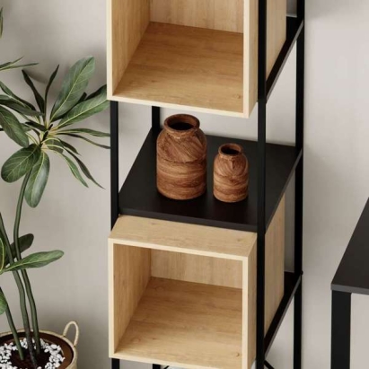 Стеллаж прямой VALE MINI BOOKCASE SILKY BLACK SILKY BLACK OAK 36,2X39X179 СМ. (LEV01100)