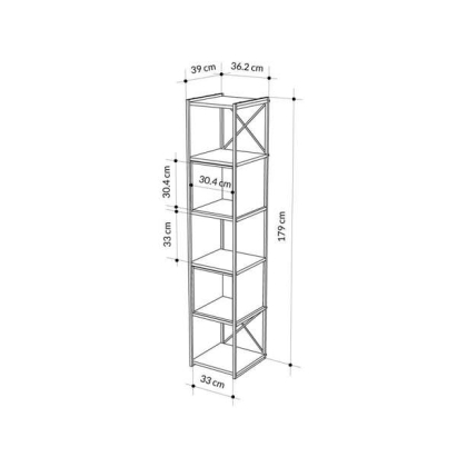 Стеллаж прямой VALE MINI BOOKCASE SILKY BLACK SILKY BLACK OAK 36,2X39X179 СМ. (LEV01100)