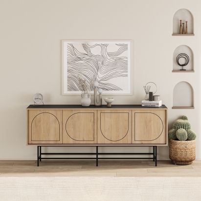 Комод JOJI CONSOLE SILKY BLACK SILKY BLACK OAK 187X40X77 СМ. (LEV01097)