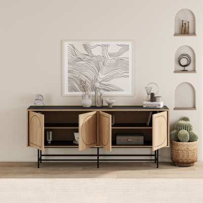 Комод JOJI CONSOLE SILKY BLACK SILKY BLACK OAK 187X40X77 СМ. (LEV01097)