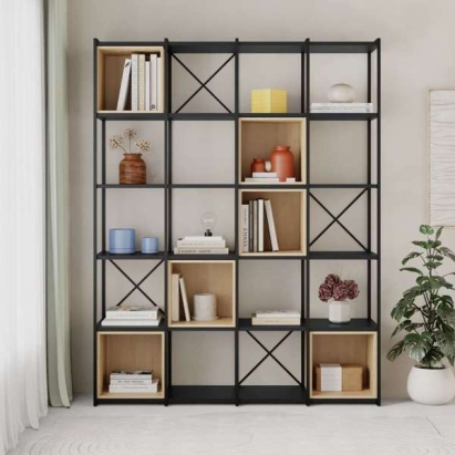 Стеллаж прямой VALE MAXI BOOKCASE SILKY BLACK SILKY BLACK OAK 140X39X179 СМ. (LEV01098)