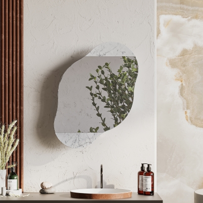 Шкаф настенный CLOUD STORAGE WALL MIRROR CARRARA CARRARA 60X13X75 СМ. (LEV01107)